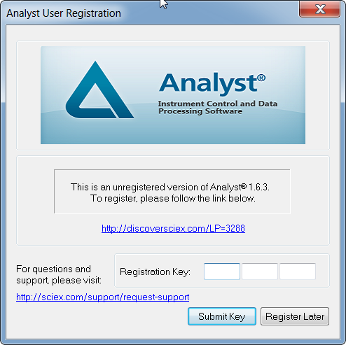 Analyst User Registration screen