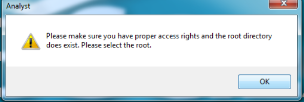 Root directory does not exist error message