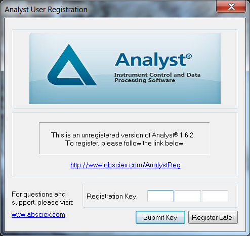 Analyst Registration Window